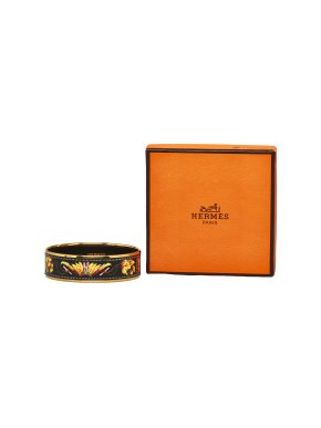Hermes Black Cloisonne Bangle GM