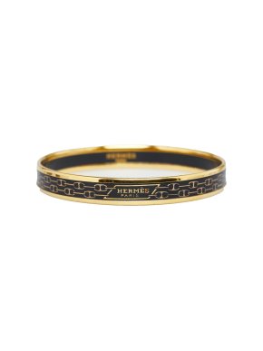 Hermes Black Narrow Enamel Bangle