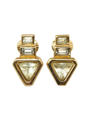 Dior Gold Tone Geometric Clip-On Earrings