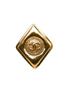 Chanel Gold Tone Diamond Shaped CC Brooch