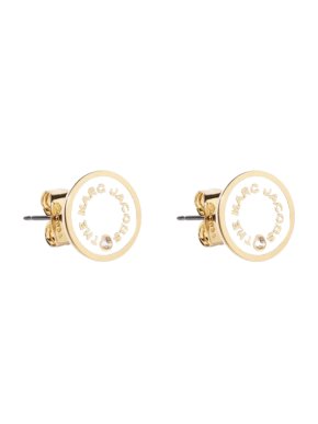 Marc Jacobs White and Gold Medallion Stud Earrings