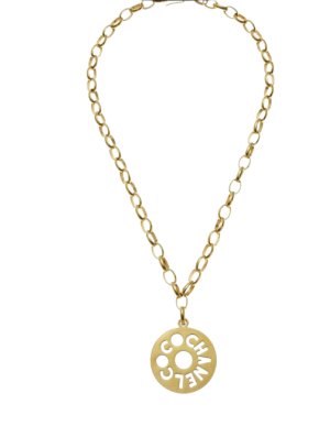 Chanel Gold Tone Coco Chanel Pendant Necklace