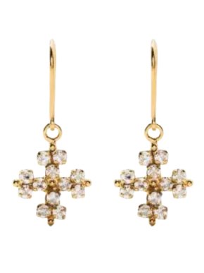 Saint Laurent Crystal Embellished Cross Earrings