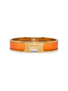 Hermes Orange and Gold Clic  H Bracelet