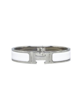 Hermes White and Palladium Clic H Bracelet
