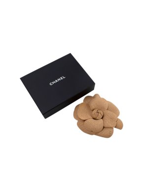 Chanel Raffia Camellia Brooch