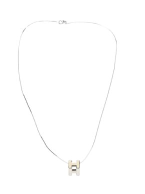 Hermes Ecru and Palladium Cage dH Necklace