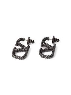 Valentino Garavani Black VLogo Signature metal and crystal earrings