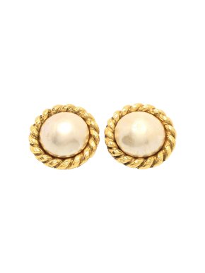 Chanel Faux Pearl Clip-On Earrings