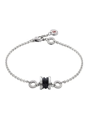 Bvlgari Sterling Silver & Black Ceramic Save The Children B.Zero1 Bracelet