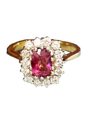 Bespoke Pink Tourmaline and Diamond Cluster Ring