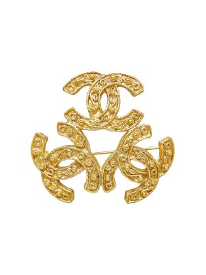 Chanel Gold Plated Triple CC Brooch