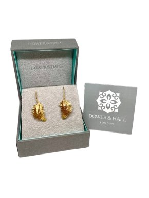 Dower and Hall Gold Leaf Earrings