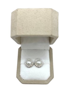 Emeralds International Akoya Pearl and Diamond Earrings