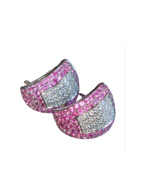 Bespoke Pink Sapphire and Diamond Hoop Earrings