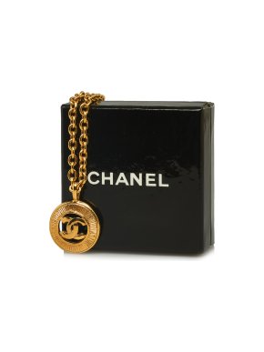 Chanel Vintage Gold Plated CC Pendant Necklace