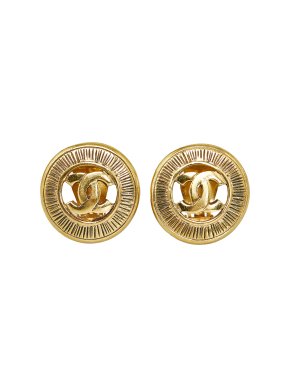 Chanel Vintage Gold Plated CC Clip On Earrings