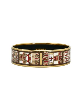 Hermes Brown Printed Wide Enamel Bangle