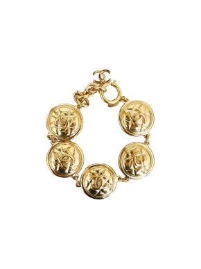 Chanel Gold Tone CC Medalion Bracelet