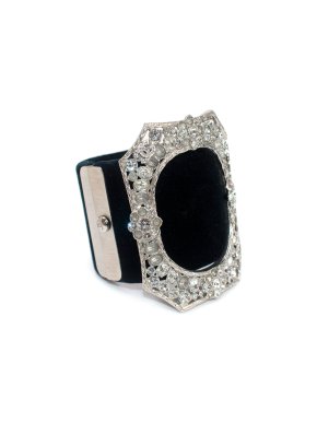 Chanel Black Velvet Crystal Embellished Cuff