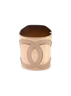 Chanel Gold Tone Wide CC Mirror Cuff
