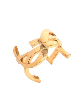 Saint Laurent Gold Tone Monogram Twist Cuff Bracelet