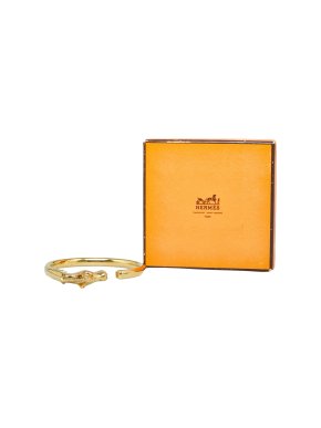 Hermes Gold Tone Horse Head Bangle