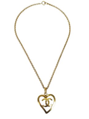 Chanel Gold Tone Heart Pendant Necklace