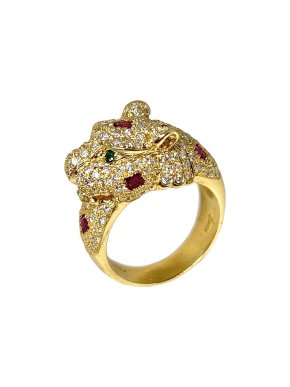 H.Sena Ruby, Diamond and Emerald panther ring