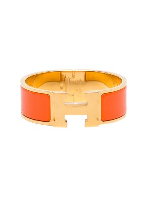Hermes Orange Clic Clac H Bracelet GHW