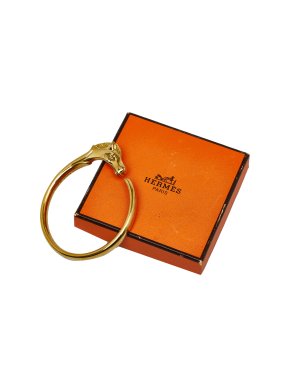 Hermes Gold-tone Cheval Horse Bangle Bracelet