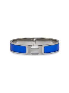 Hermes Blue and Palladium  Clic  H Bracelet