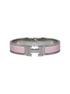 Hermes Pink and Palladium Clic  H Bracelet