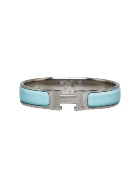 Hermes Blue and Palladium  Clic H Bracelet