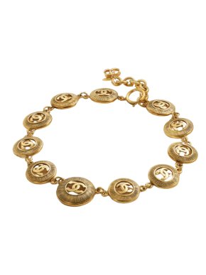 Chanel Vintage Gold Plated Sunburst Medallion Necklace