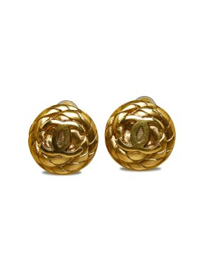 Chanel Vintage Gold Plated Rope Clip On Earrings