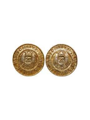 Chanel Gold Tone Round Cambon Crest Clip On Earrings