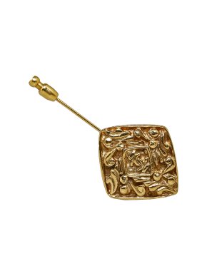 Chanel Gold Tone Diamond Shaped Brooch