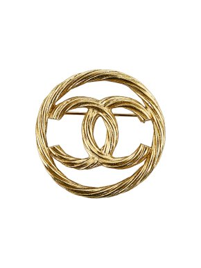 Chanel Gold Tone Twist CC Brooch