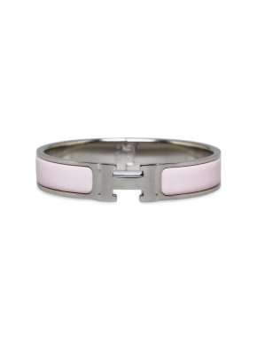 Hermes Pink and Palladium Clic H Bracelet