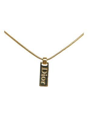 Dior Logo Plate Pendant Necklace