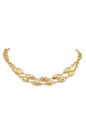 Chanel Gold Tone Shaped Chain Necklace