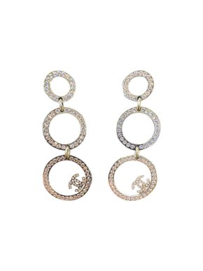 Chanel Round Crystal Embellished Earrings