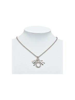 Dior Silver Logo Charm Necklace