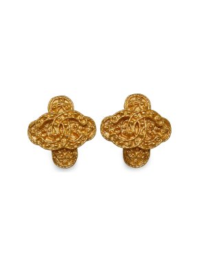 Chanel Vintage Gold Plated CC Clip on Earrings