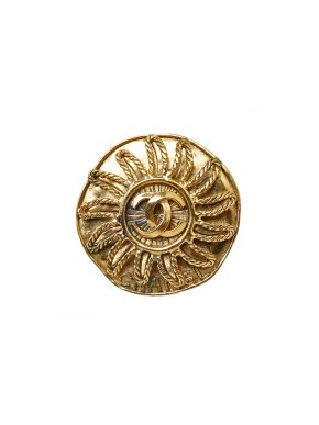 Chanel Gold Plated CC Solar Brooch