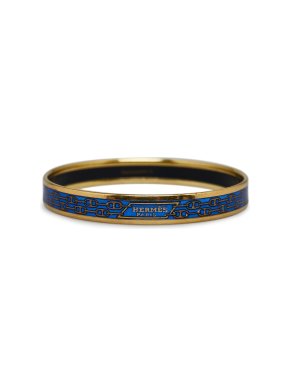 Hermes Blue Narrow Enamel Bangle