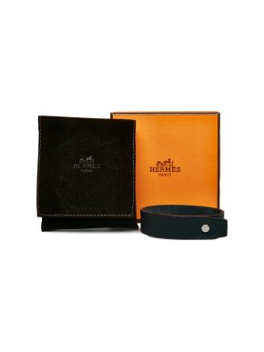 Hermes Black Leather Bracelet