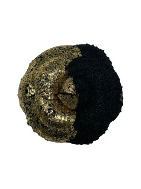 Chanel Black and Gold Tweed Camellia Brooch