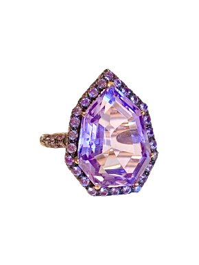 18kt Yellow Gold Amethyst & Sapphire Ring